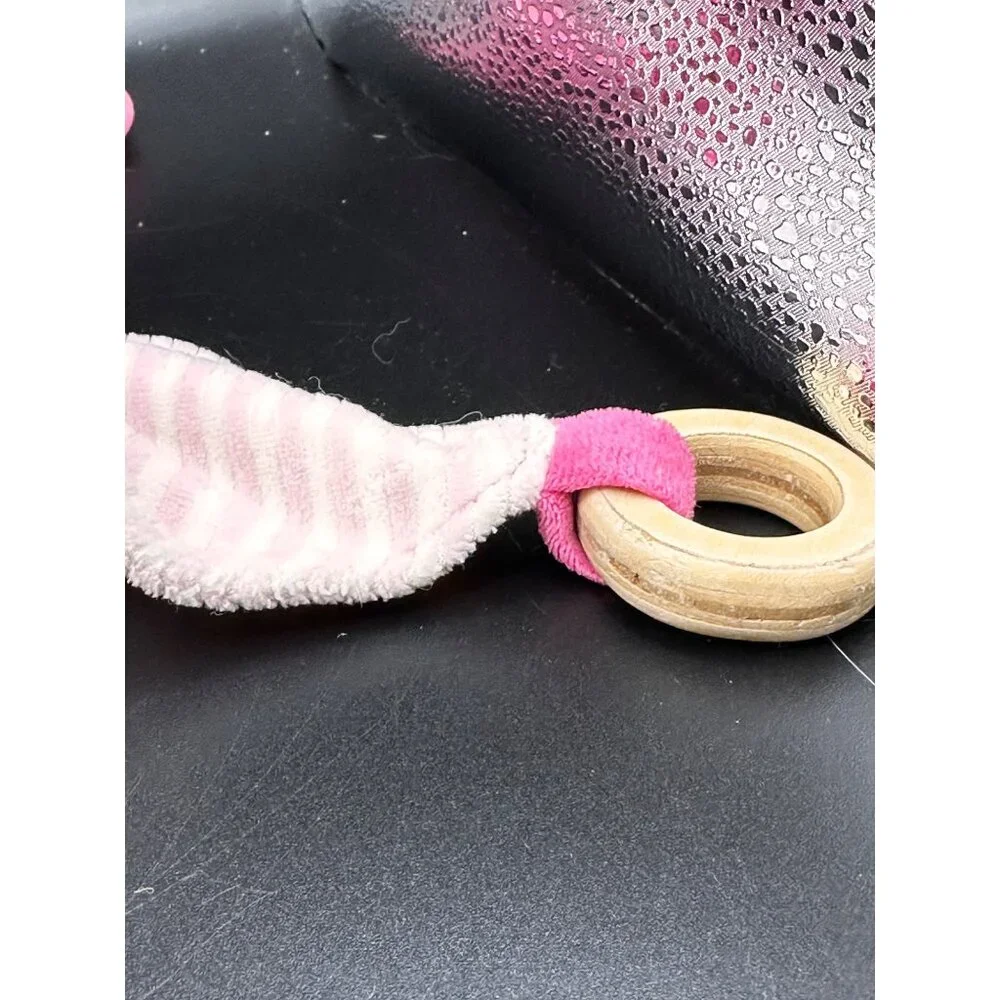 Stephan Baby Elephant Pink Plush Security Blanket Lovey Teether Rings Knot READ‎